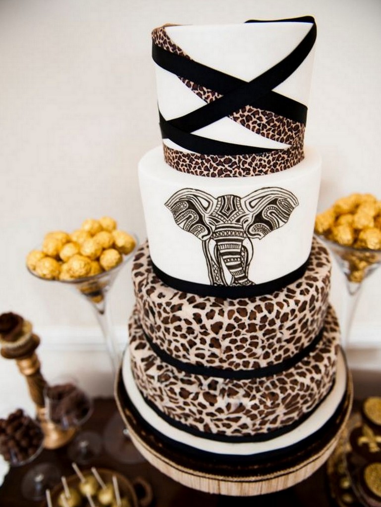 African-Inspired-wedding-cakes-prints-elephant