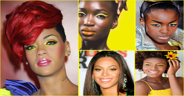 Maquillage jaune femme noire et métisse