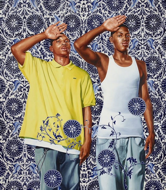 Kehinde Wiley (American, b. 1977). Two Heroic Sisters of the Grassland, 2011. Oil on canvas, 96 x 84 in. (243.8 x 213.4 cm). Hort Family Collection. © Kehinde Wiley. (Photo: Max Yawney)