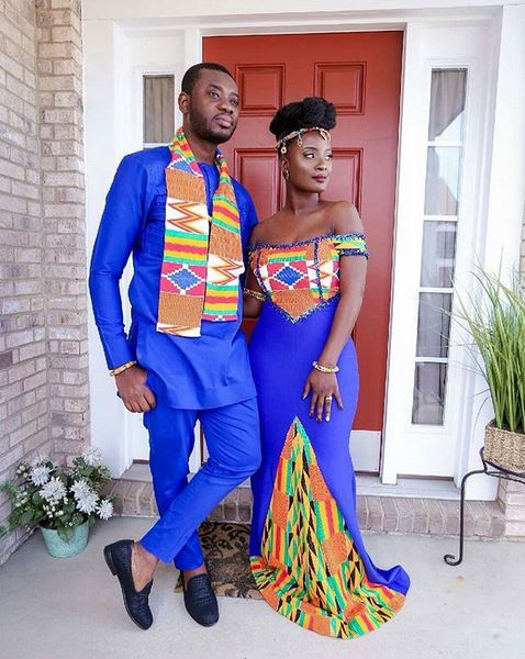 blue african wedding dresses