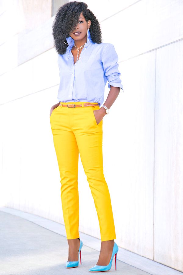 yellow and jean outfit