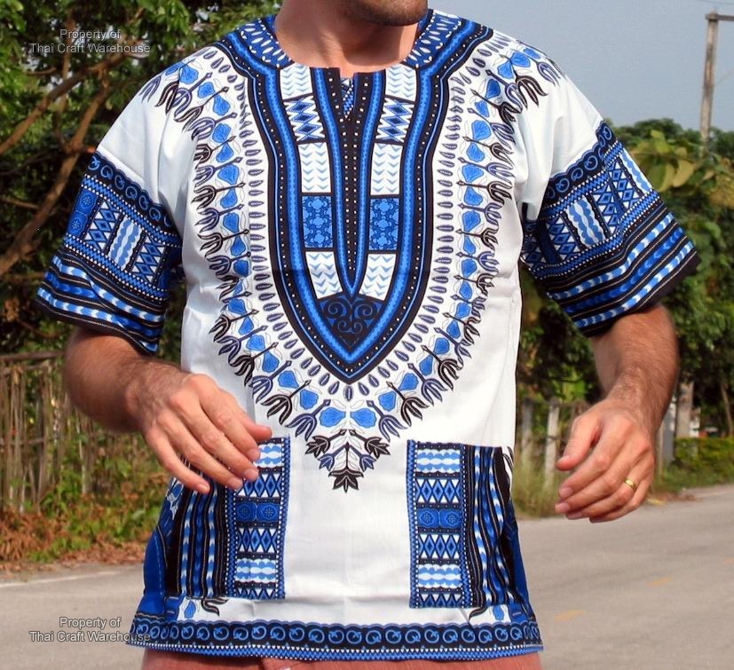 White and Blue Dashiki T-shirts | Fashion & Style - Afroculture.net